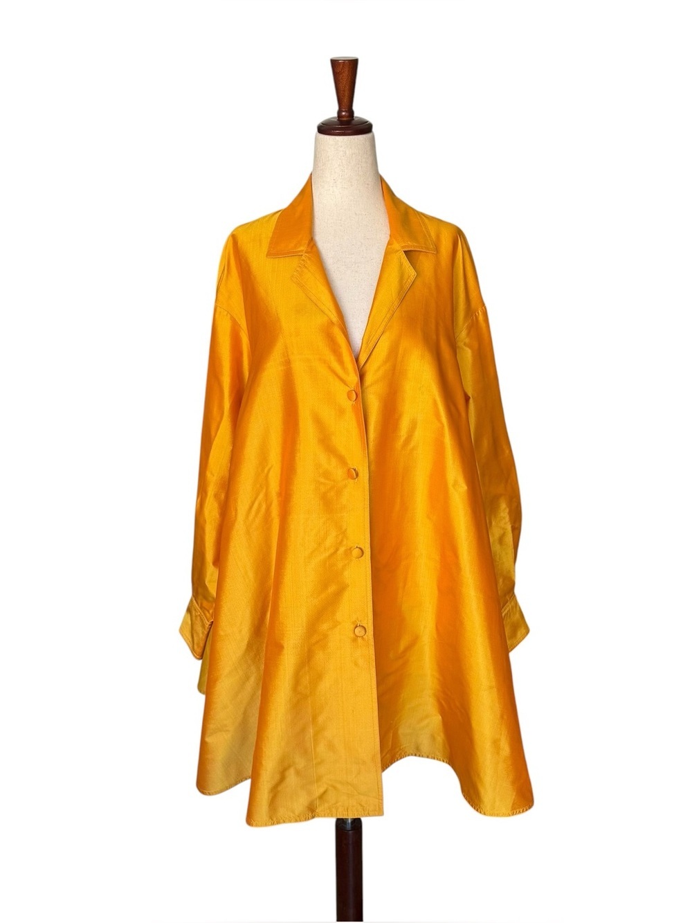Vintage 80s Donna Karan Gold Silk Taffeta Trapeze Tunic Jacket Top sz Large